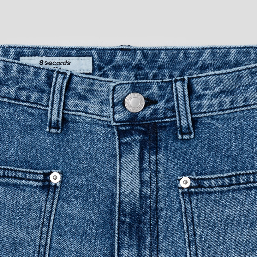 8 seconds Out Pocket Bootcut Denim Pants — Blue