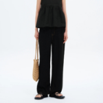 8 seconds Pleated Rayon Straight — Black