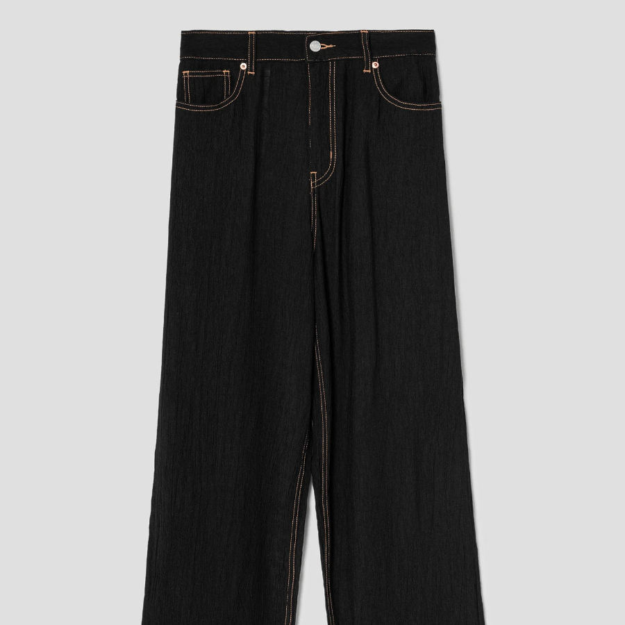 8 seconds Pleated Rayon Straight — Black