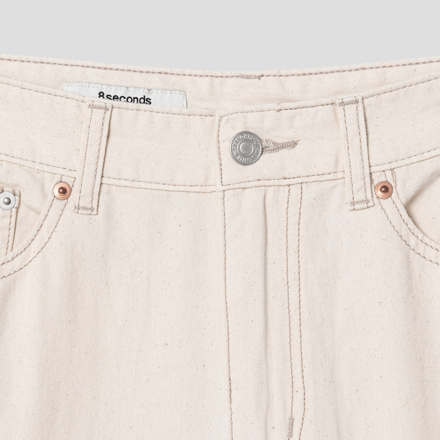 8 seconds Lightweight Straight Denim Pants — Ivory