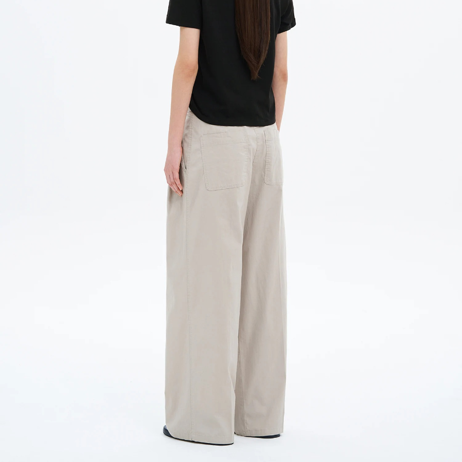 8 seconds Cotton Two-Tuck Casual Pants — Beige