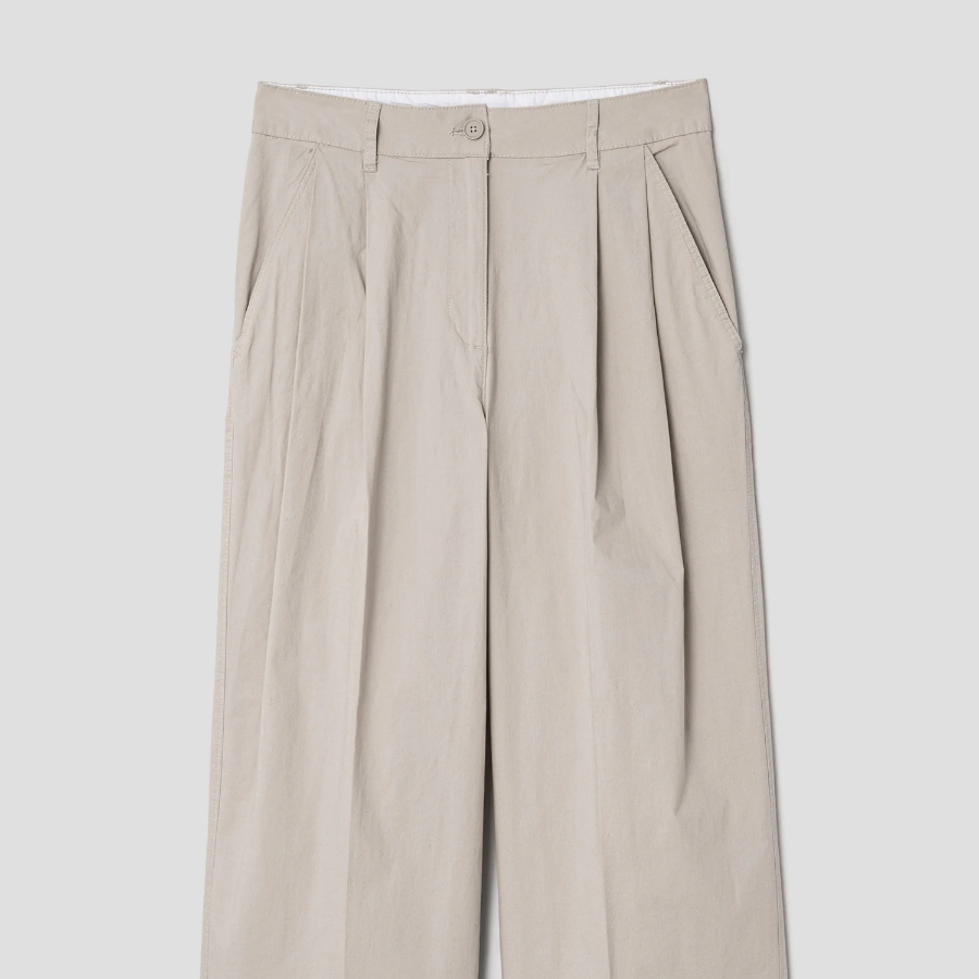 8 seconds Cotton Two-Tuck Casual Pants — Beige