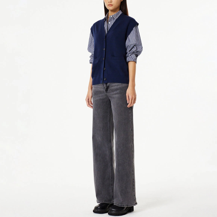 JAJU Soft Button Vest – Navy