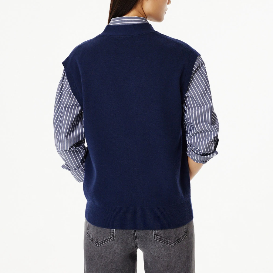 JAJU Soft Button Vest – Navy