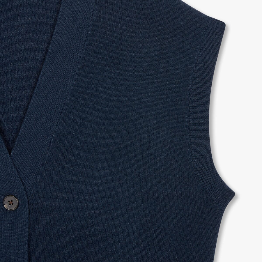JAJU Soft Button Vest – Navy