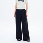 8 seconds Cotton Two-Tuck Casual Pants — Navy