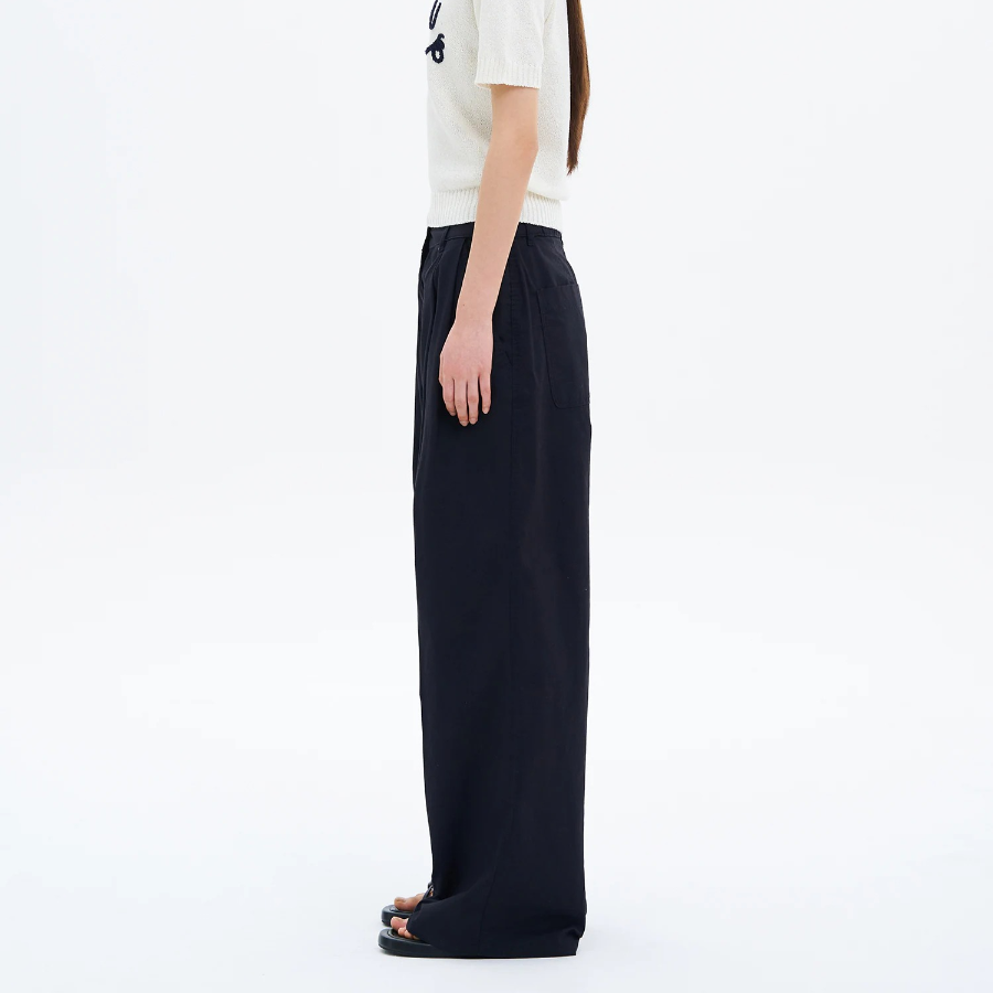 8 seconds Cotton Two-Tuck Casual Pants — Navy