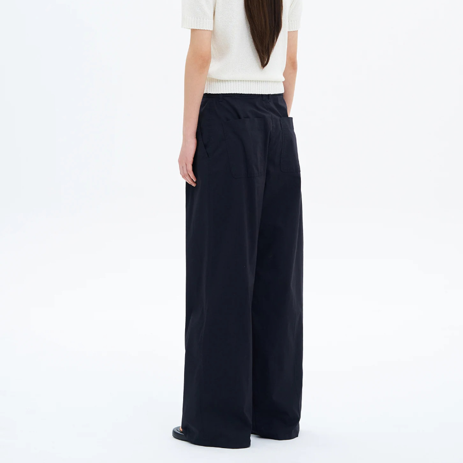 8 seconds Cotton Two-Tuck Casual Pants — Navy