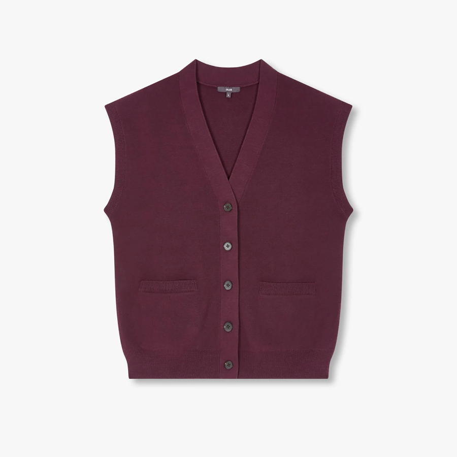 JAJU Soft Button Vest – Burgundy