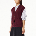 JAJU Soft Button Vest – Burgundy