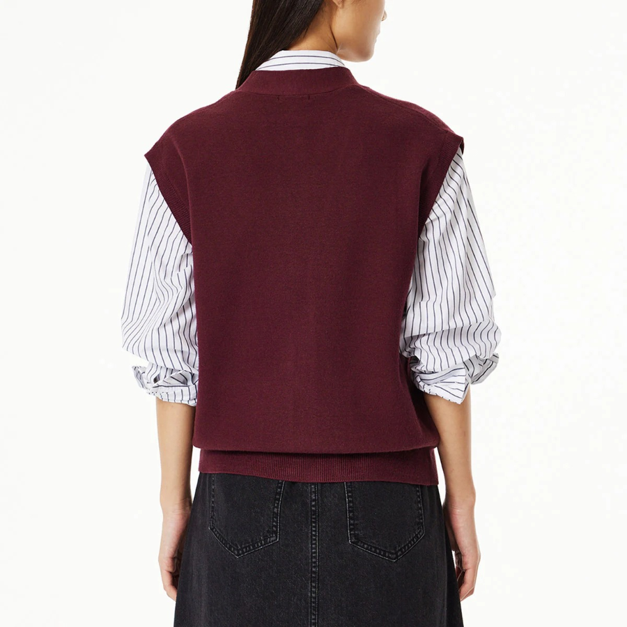 JAJU Soft Button Vest – Burgundy