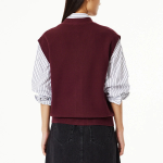 JAJU Soft Button Vest – Burgundy