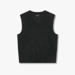 JAJU Merino Wool V-Neck Knit Vest – Charcoal