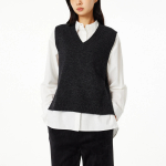 JAJU Merino Wool V-Neck Knit Vest – Charcoal