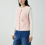 JAJU Round Neck Button Vest – Pink