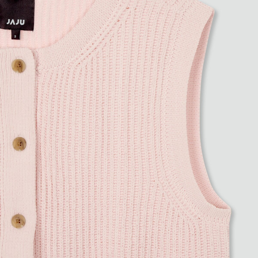 JAJU Round Neck Button Vest – Pink