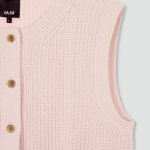 JAJU Round Neck Button Vest – Pink