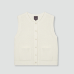 JAJU Round Neck Button Vest – Ivory