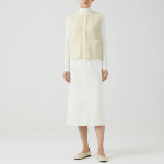 JAJU Round Neck Button Vest – Ivory