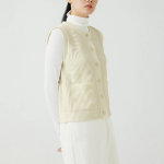 JAJU Round Neck Button Vest – Ivory