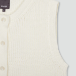JAJU Round Neck Button Vest – Ivory