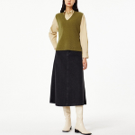 JAJU Merino Wool V-Neck Knit Vest – Olive