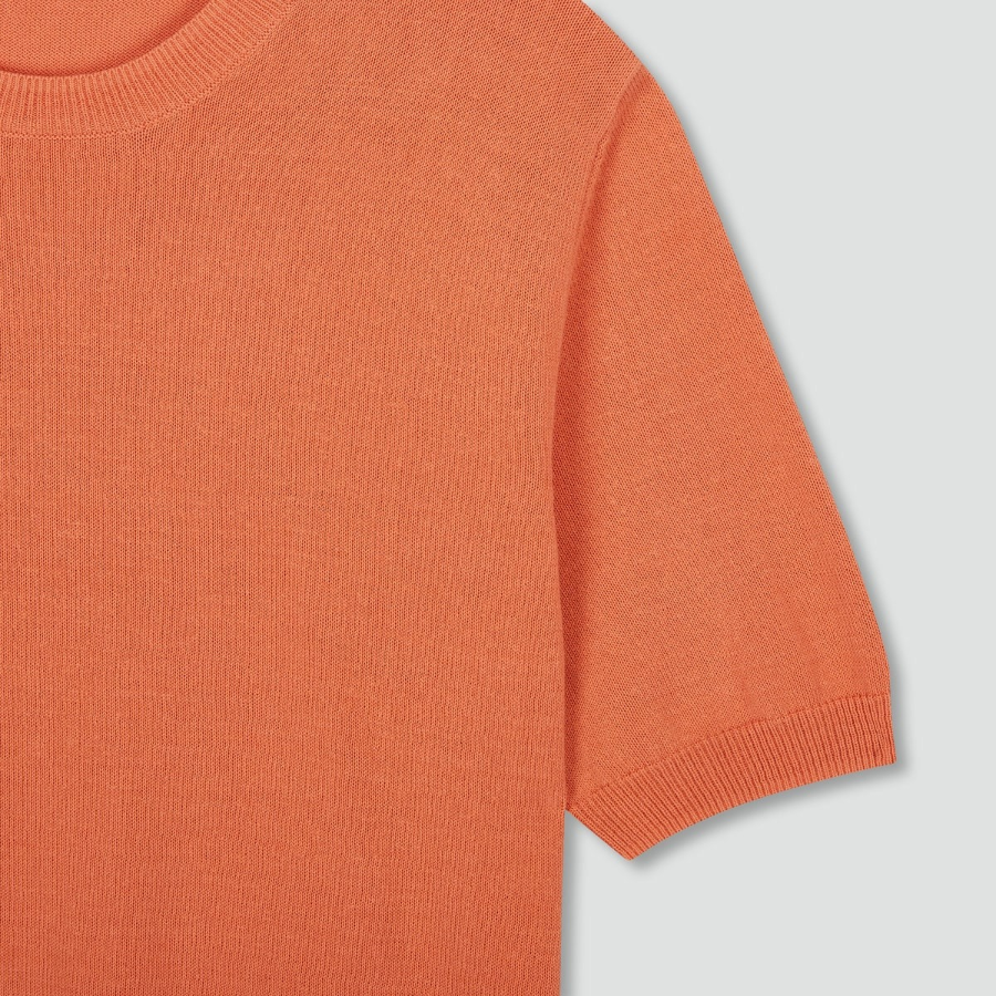 JAJU Washable Short Sleeve Knit – Orange