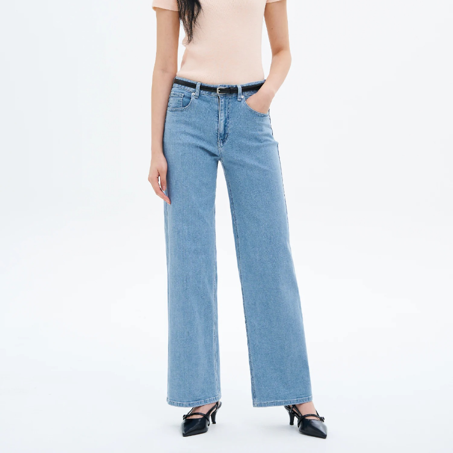 8 seconds Clean Washing Straight Denim Pants — Sky Blue