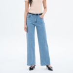 8 seconds Clean Washing Straight Denim Pants — Sky Blue