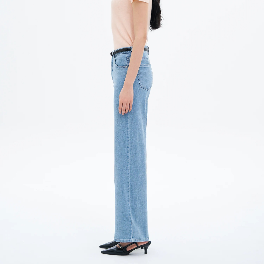 8 seconds Clean Washing Straight Denim Pants — Sky Blue