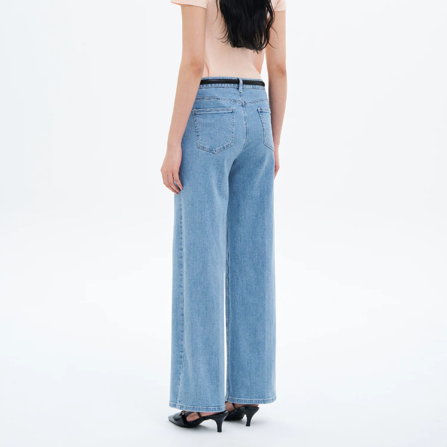 8 seconds Clean Washing Straight Denim Pants — Sky Blue