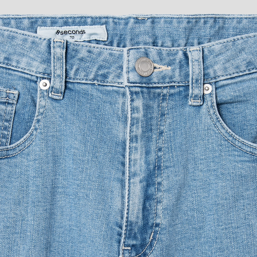 8 seconds Clean Washing Straight Denim Pants — Sky Blue
