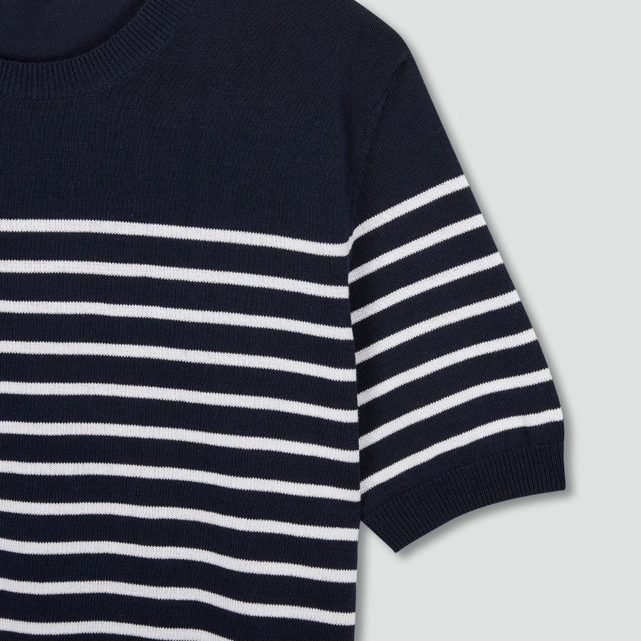 JAJU Washable Short Sleeve Knit – Dark Navy