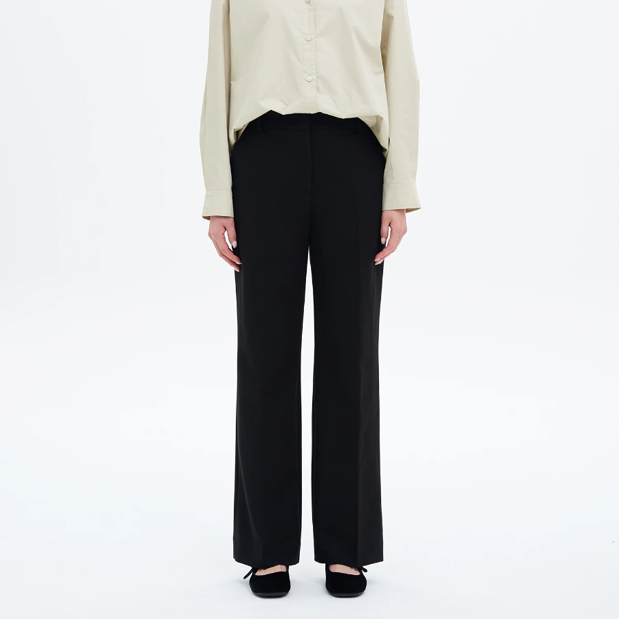 8 seconds Spring Basic Straight Fit Slacks — Black