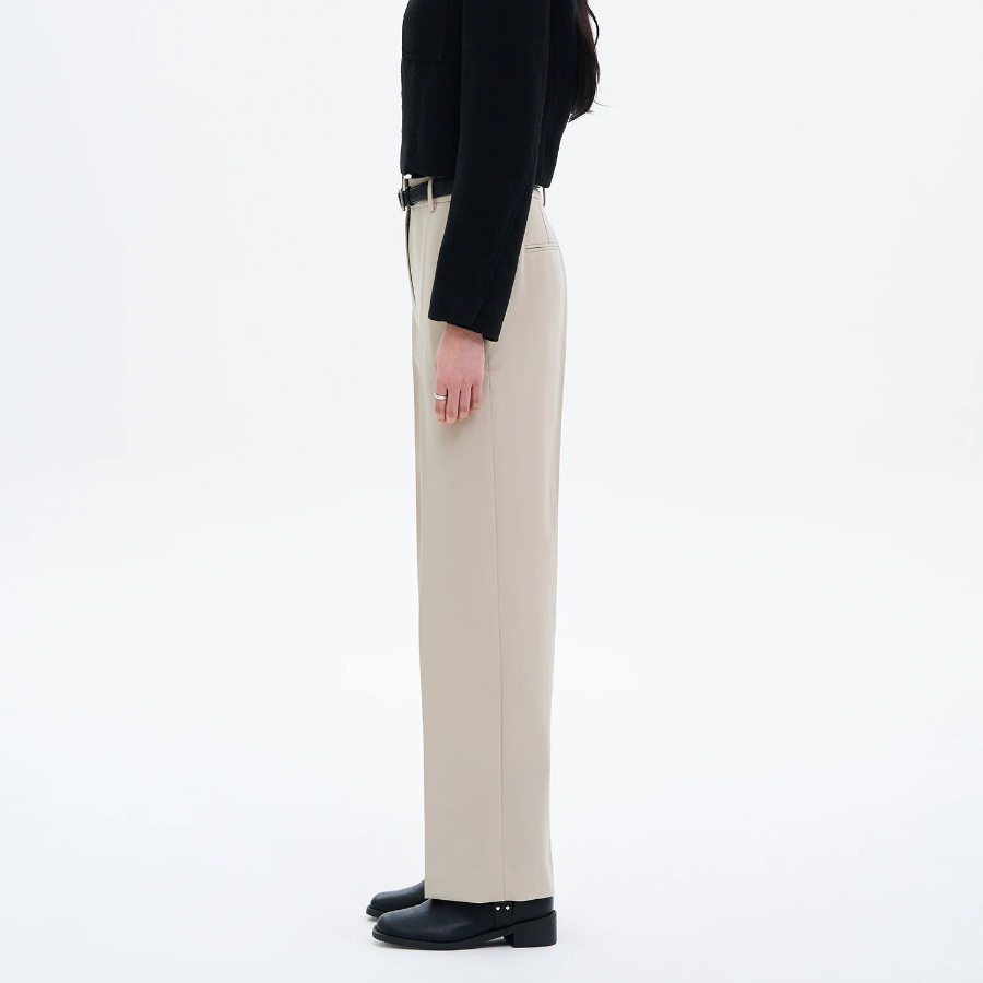 8 seconds Spring Basic Straight Fit Slacks — Beige