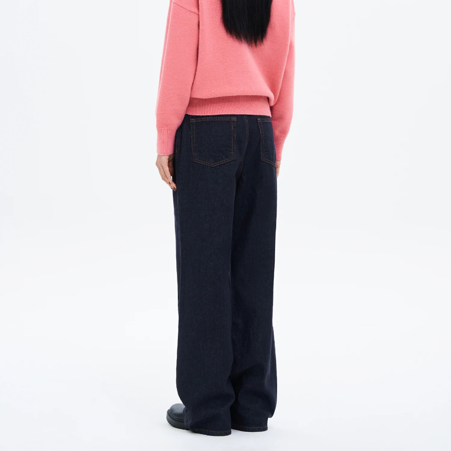 8 seconds High Waist Semi Wide Denim — Navy