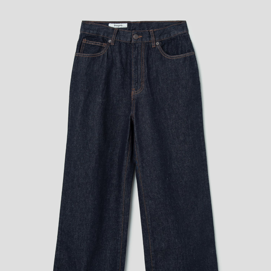 8 seconds High Waist Semi Wide Denim — Navy