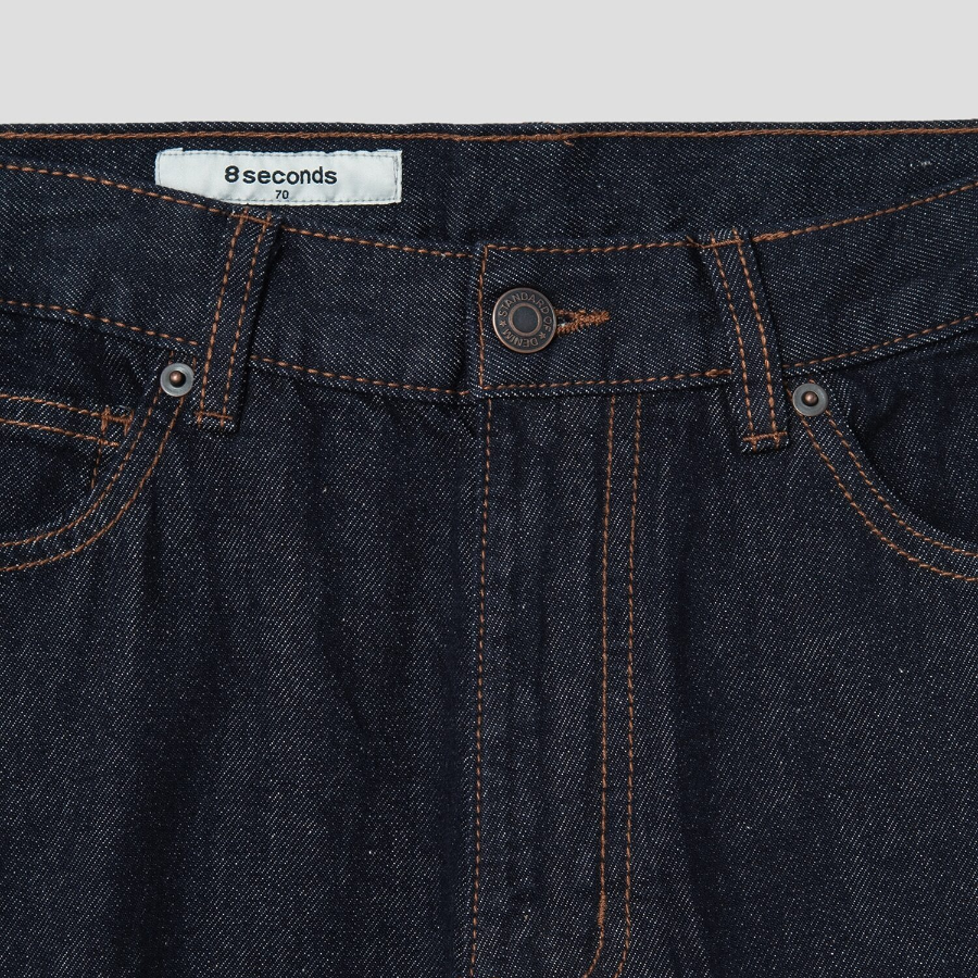 8 seconds High Waist Semi Wide Denim — Navy