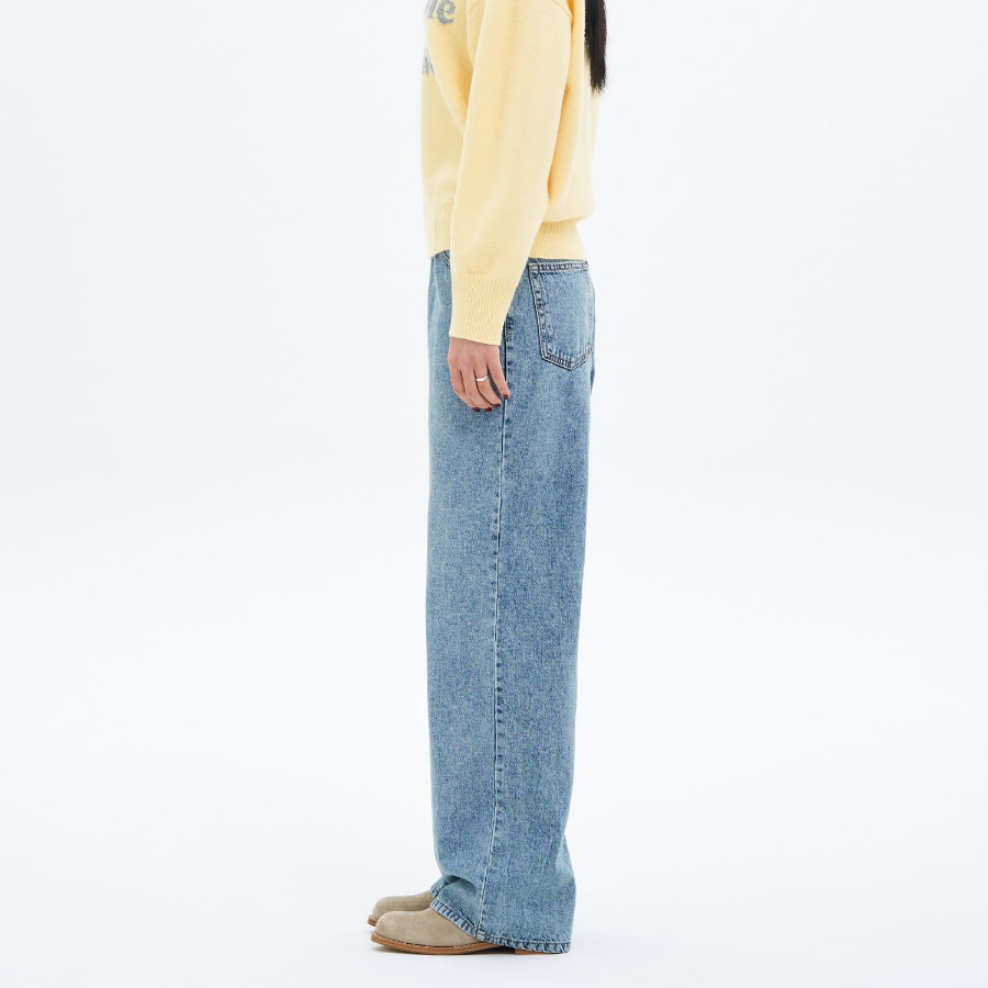 8 seconds High Waist Semi Wide Denim — Sky Blue