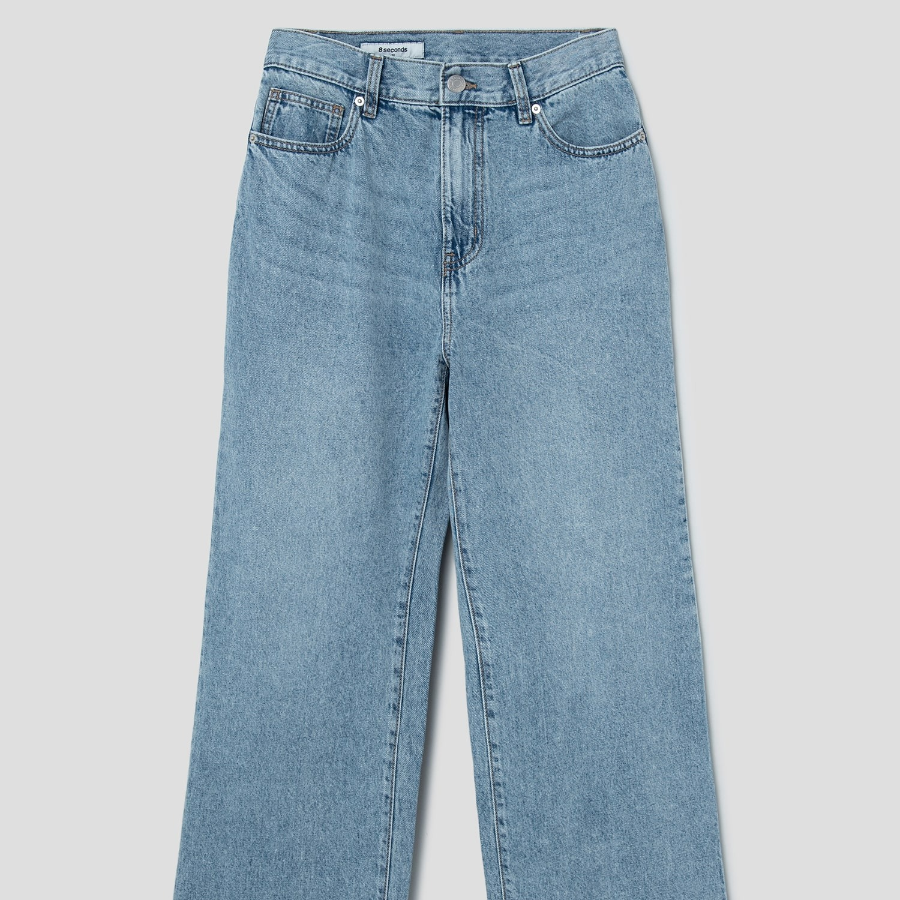 8 seconds High Waist Semi Wide Denim — Sky Blue