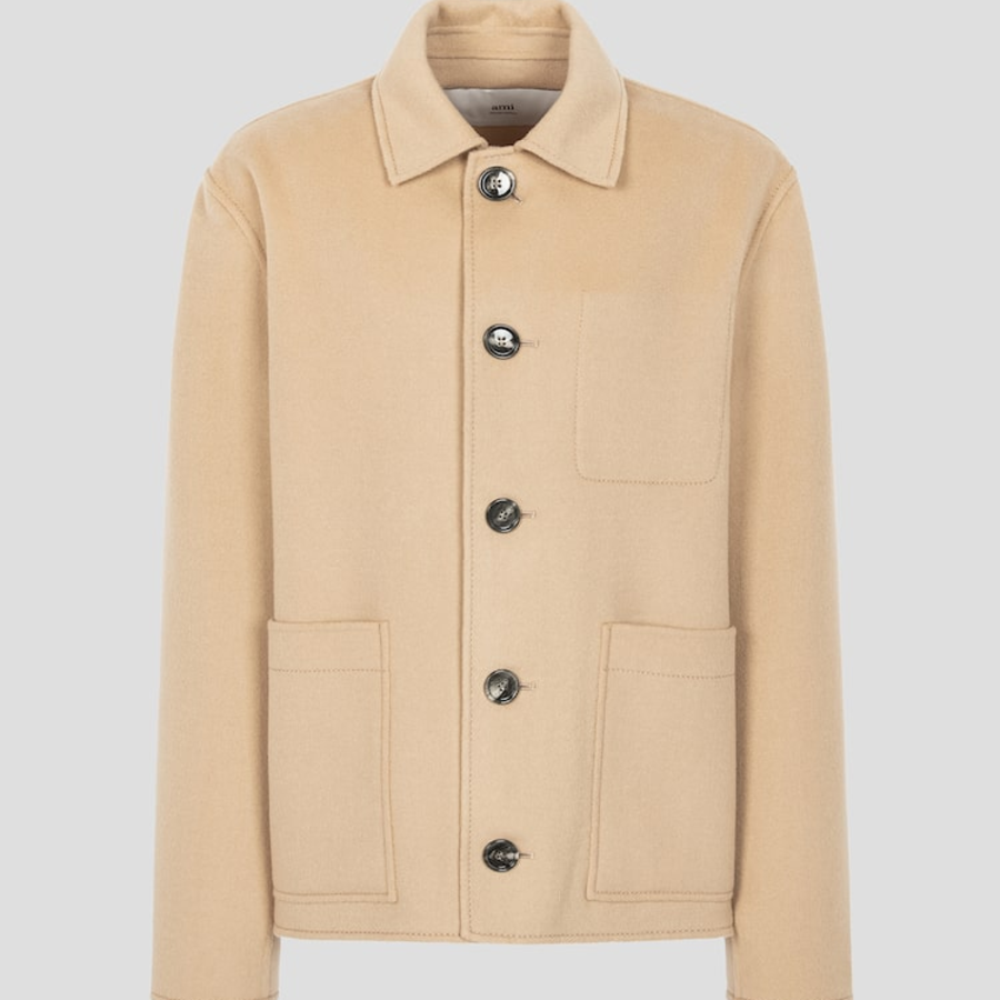 AMI Boxy Buttoned Jacket – Sand