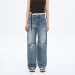 8 seconds Damage Straight Denim — Sky Blue