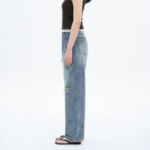 8 seconds Damage Straight Denim — Sky Blue