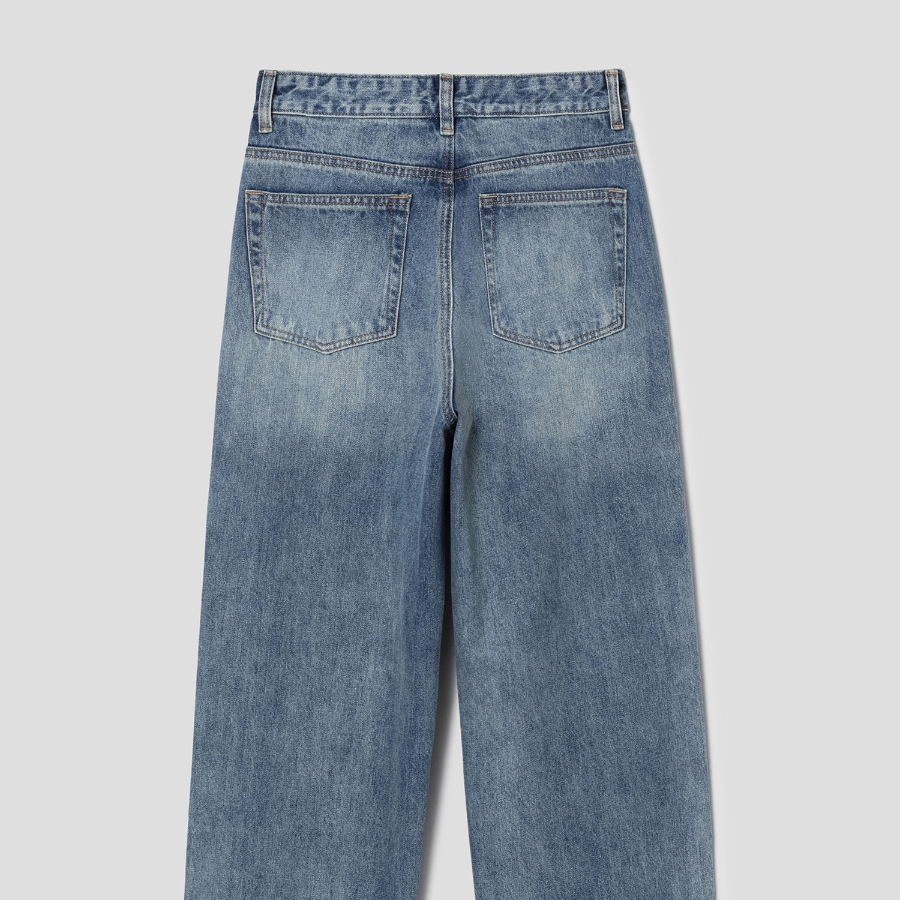 8 seconds Damage Straight Denim — Sky Blue