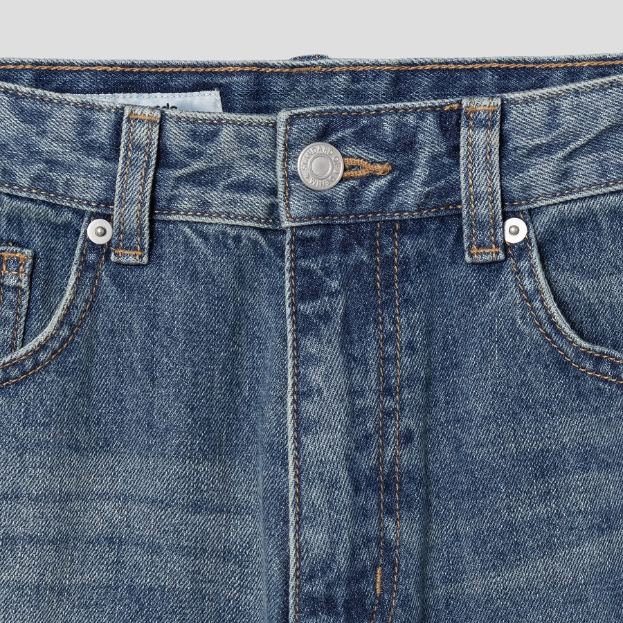 8 seconds Damage Straight Denim — Sky Blue