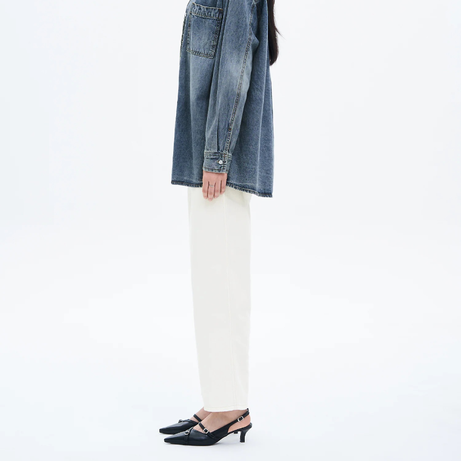 Pigment Banding Straight Denim — Ivory