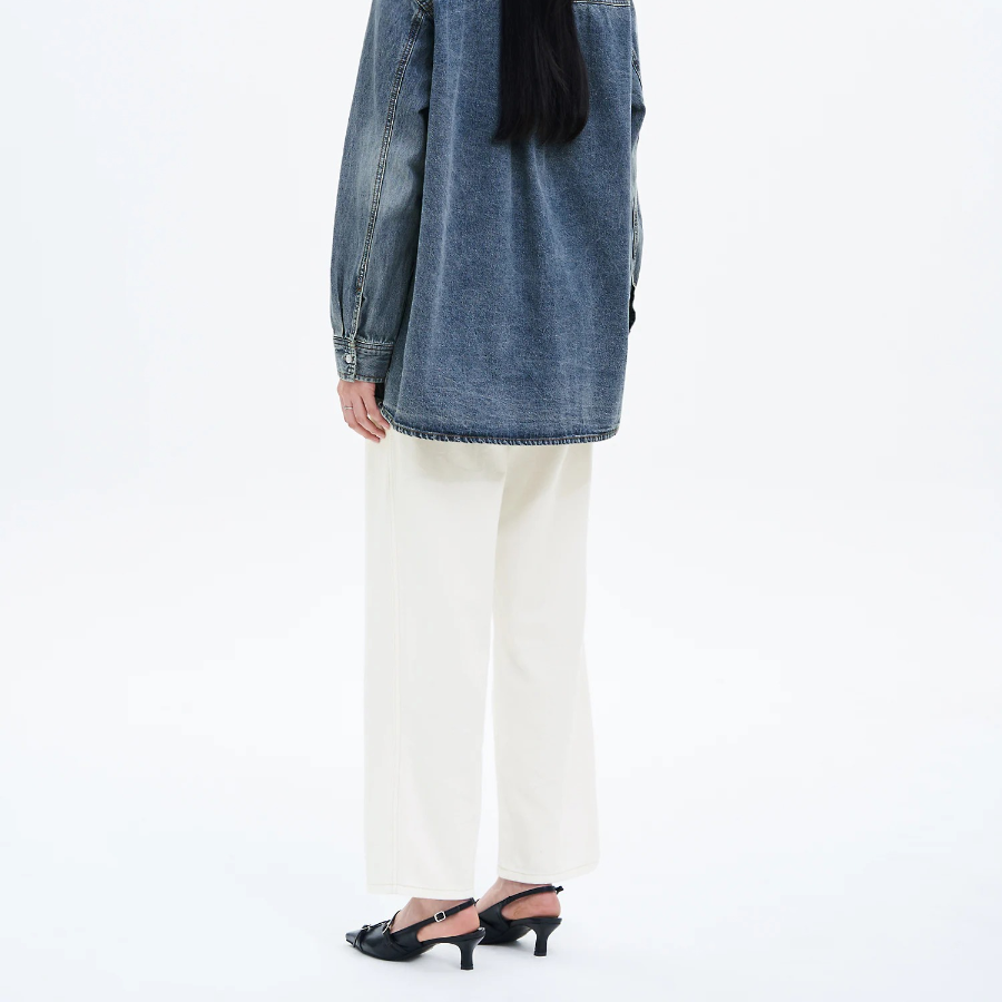 Pigment Banding Straight Denim — Ivory