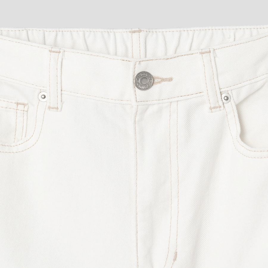 Pigment Banding Straight Denim — Ivory