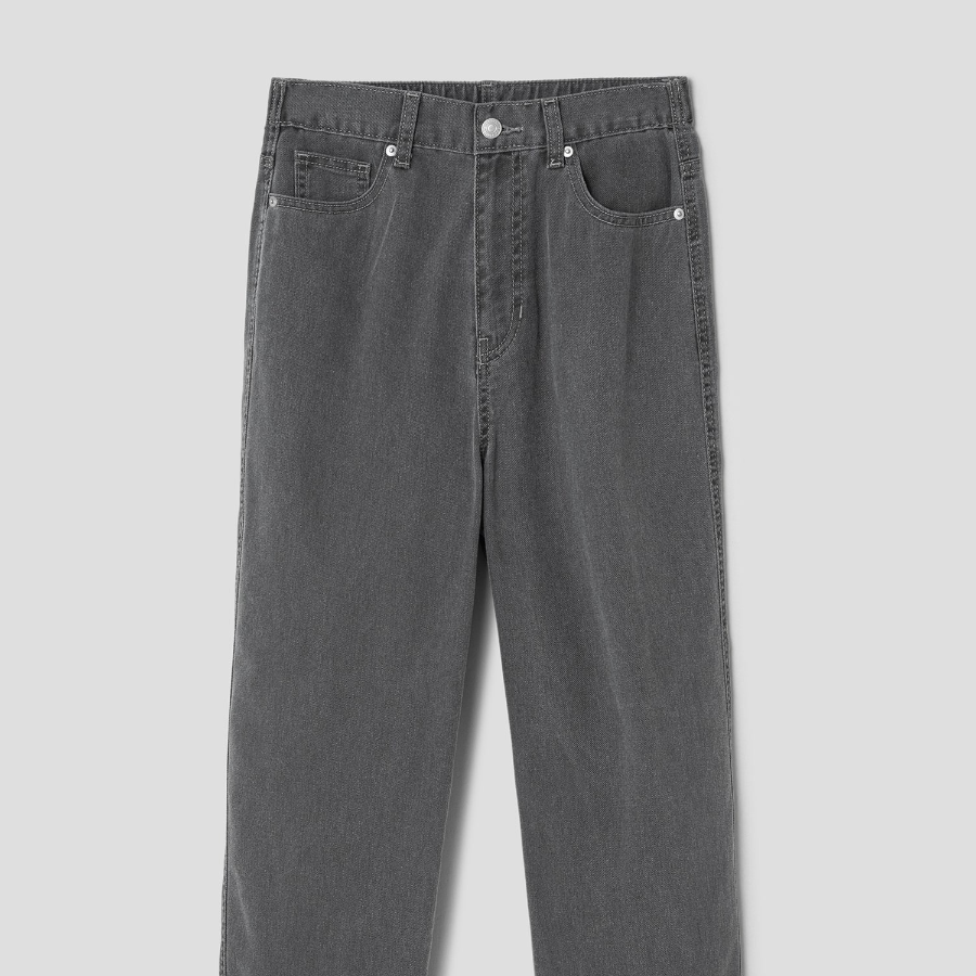 Pigment Banding Straight Denim — Gray