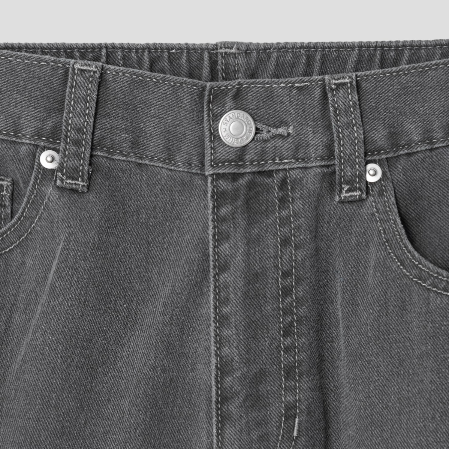 Pigment Banding Straight Denim — Gray